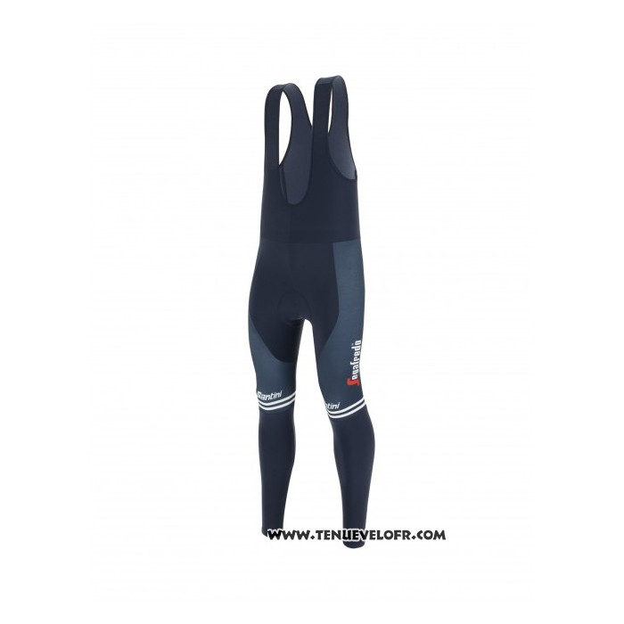2021 Maillot Cyclisme Trek Segafredo Blanc Profond Bleu Manches Longues et Cuissard